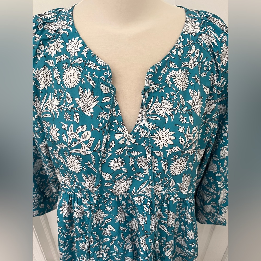 Floral Teal Dress plus size - Picture 4 of 8